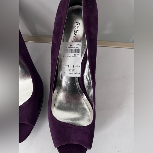 NWT | Style & Co. | Purple  Faux Suede Peep Toe Heels | Size 8.5 - Picture 4 of 6